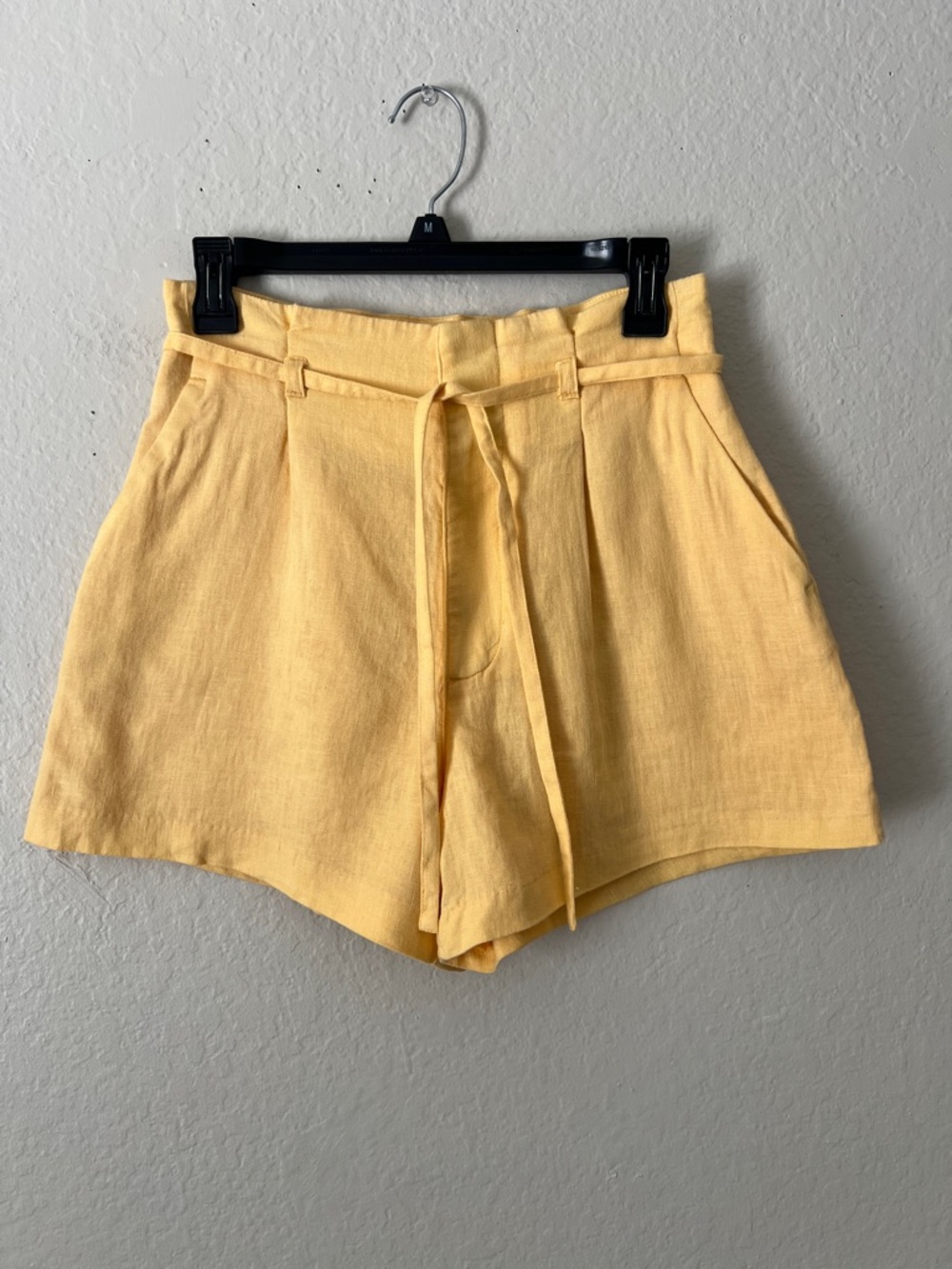 Abercrombie & Fitch Yellow High-Waist Linen Shorts